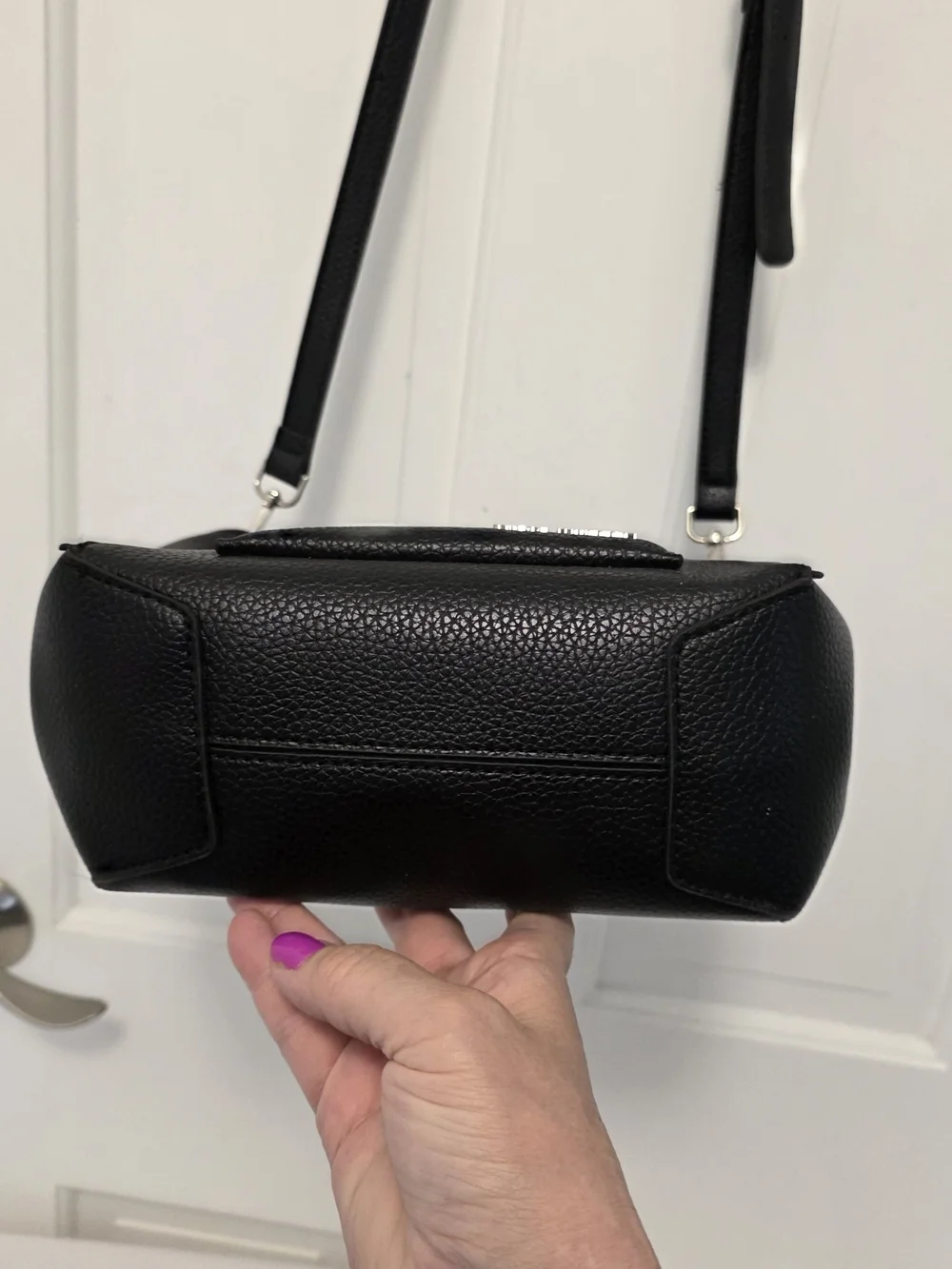 Steve Madden Black Pebble Grain 100% Polyvinyl Bucket/Crossbody Bag